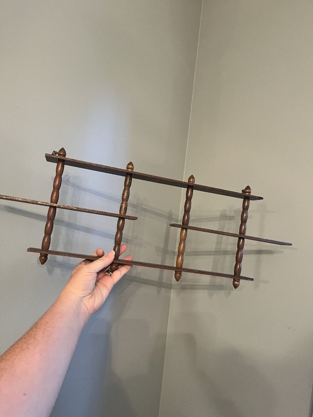 Vintage Wooden Spindle Wall Shelf 3-Tier Display Rack Rustic Home Decor Approx.